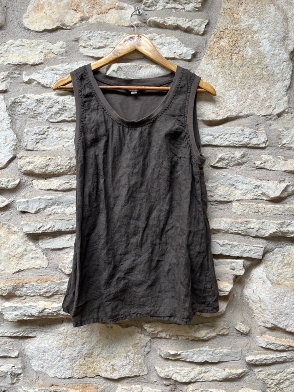 Flax linen and cotton blend Brown tank